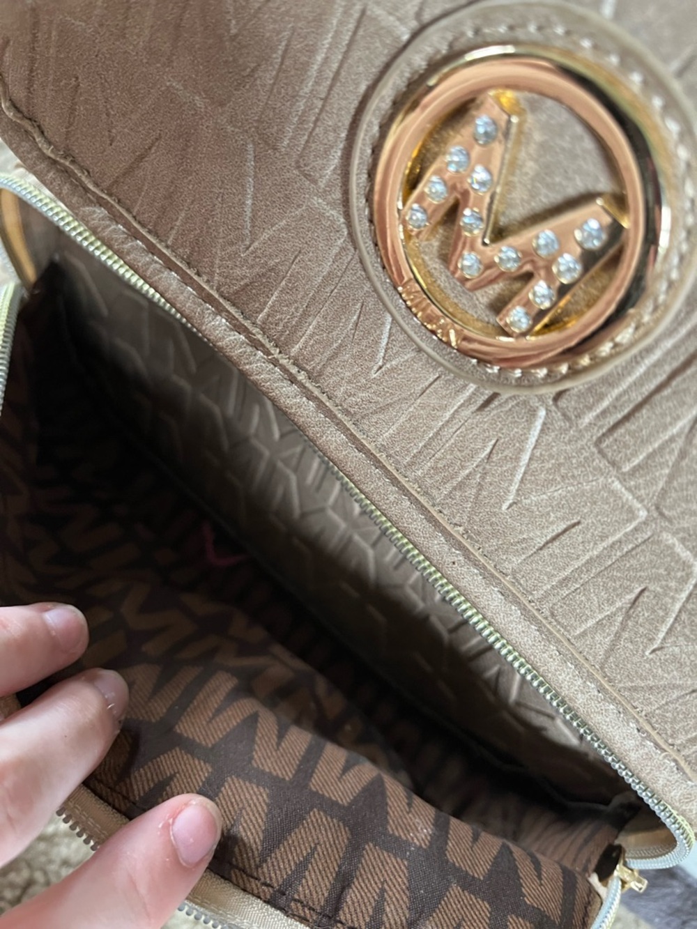 Milan Beige/Tan Monogram Mini Backpack View 4